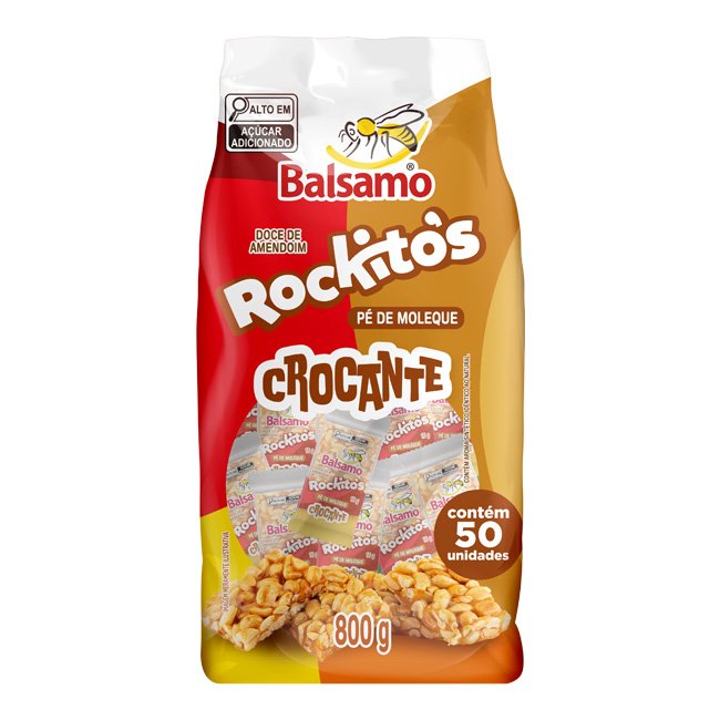 Doce Pé De Moleque Crocante Rockitos 800gr - Balsamo